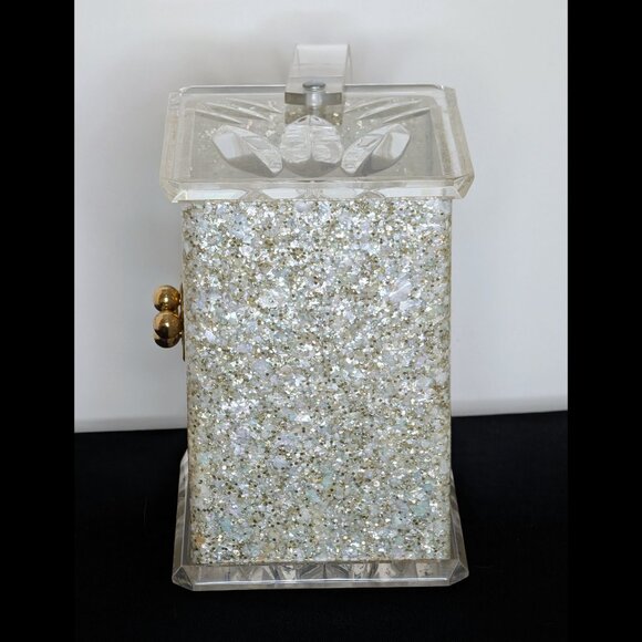 Amazing CHARLES KAHN Confetti Lucite Box Purse from the 1950s, VG-EX Cond - Picture 4 of 10
